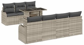 vidaXL Σετ Καναπέ Κήπου με μαξιλάρι 8 pcs Ανοιχτό γκρι Πολυ ράταν