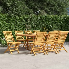 Καρέκλες Κήπου Πτυσσόμενες 8 τεμ. 47x63x90 εκ. Μασίφ Ξύλο Teak - Καφέ