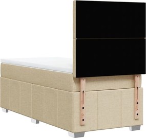 vidaXL Κρεβάτι Boxspring με Στρώμα Κρεμ 90x200 εκ.Υφασμάτινο