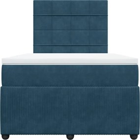 vidaXL Κρεβάτι Boxspring με Στρώμα Μπλε 120x190 εκ. Βελούδινο