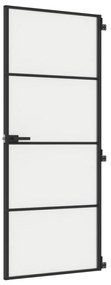 Εσωτερική Πόρτα Μαύρη 83 x 201,5 εκ. Ψημένο Γυαλί &amp; Αλουμίνιο - Μαύρο