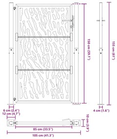 ΠΥΛΗ ΚΗΠΟΥ ΜΑΥΡΗ 105X155 CM ΑΤΣΑΛΙΝΗ ΣΧΕΔΙΑΣΗ ΙΧΝΟΥΣ 4100981