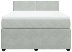 vidaXL Κρεβάτι Boxspring με Στρώμα Ανοιχτό Γκρι 140x200 εκ. Βελούδινο