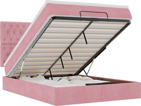 vidaXL Οθωμανικό κρεβάτι με στρώματα Ροζ 140x190cm Βελούδο