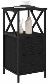 vidaXL Κομοδίνο με συρτάρι 2 pcs Μαύρη δρυς 34 x 35,5 x 70 εκ