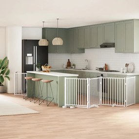 Διαχωριστικό Σκύλων/Πόρτα Πτυσσόμενο 8 Πάνελ 640εκ Ξύλο Λεύκας