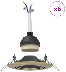 vidaXL Κρυφά Φώτα 6 τμχ Στρογγυλά GU10 Ορείχαλκος Ø90 mm Ατσάλι