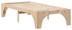 vidaXL Κρεβάτι δαπέδου Καφέ 90 x 200 cm Μασίφ ξύλο πεύκου