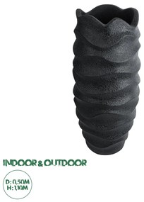 20728 GloboStar® Artificial Garden MONREALE 20728 Επιδαπέδιο Πολυεστερικό Τσιμεντένιο Κασπώ Γλάστρα - Flower Pot Μαύρο Φ50 x Υ110cm