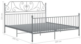 vidaXL Πλαίσιο Κρεβατιού Γκρι 180 x 200 εκ. Μεταλλικό