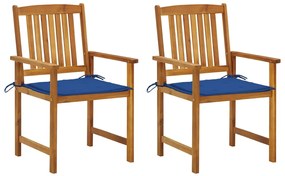 Καρέκλες Κήπου 2 τεμ. από Μασίφ Ξύλο Ακακίας με Μαξιλάρια