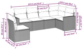 vidaXL Σαλόνι Κήπου 6 Τεμαχίων από Γκρι Συνθετικό Ρατάν με Μαξιλάρια