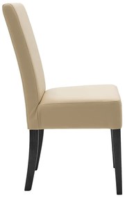 Καρέκλα Ditta pakoworld PU εκρού- πόδι μασίφ ξύλο μαύρο | Συσκευασία 2 τμχ