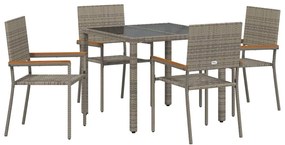 vidaXL Σέτ φαγητού για κήπο 5 pcs Γκρι 90 x 90 x 75 cm συνθετικό ρατάν