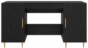 vidaXL Γραφείο με ράφι Μαύρη δρυς 140 x 50 x 75 εκ. Επεξεργασμένο ξύλο