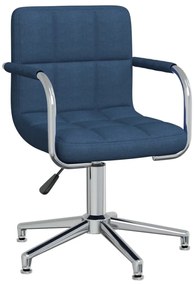 vidaXL Καρέκλα Τραπεζαρίας Περιστρεφόμενη Μπλε Υφασμάτινη