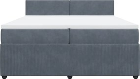 vidaXL Κρεβάτι Boxspring με Στρώμα Σκούρο Γκρι 200x200 εκ. Βελούδινο