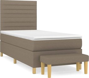 vidaXL Κρεβάτι Boxspring με Στρώμα Taupe 100 x 200 εκ. Υφασμάτινο