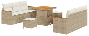 vidaXL Σετ Καναπέ Κήπου με μαξιλάρι 9 pcs Μπεζ Πολυ ράταν
