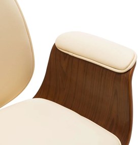 Καρέκλα Γραφείου Κρεμ από Λυγισμένο Ξύλο και Συνθετικό Δέρμα - Κρεμ