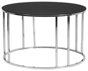 Τραπέζι σαλονιού μεταλλικό Φ75x45 INOX με μαύρο γυάλινο καπάκι - Μέταλλο - 783-2505