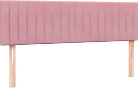 vidaXL Κρεβάτι Boxspring με Στρώμα Ροζ 140x210 εκ. Βελούδινο