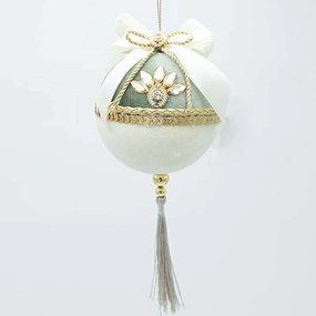 Χριστουγεννιάτικη Μπάλα Βελούδινη 600-46901 8x20cm Beige-Mint