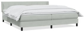 vidaXL Κρεβάτι Boxspring με Στρώμα Ανοιχτό Γκρι 180x210 εκ. Βελούδινο