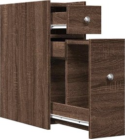 vidaXL Ντουλάπι Μπάνιου Στενό με Ροδάκια Καφέ Δρυς Επεξ. Ξύλο