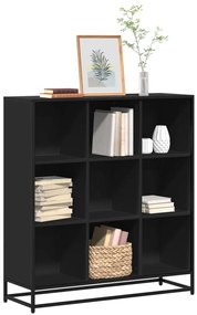 vidaXL Βιβλιοθήκη Μαύρη 97,5x33x107,5 εκ. Επεξεργασμένο Ξύλο & Μέταλλο