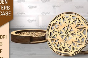 Σετ των 2 Intra απο ξύλο plywood 3mm-4mm πάχος – Ξύλινα σουβέρ με θήκη Δίασταση  20x20 cm INTRAFABR-107431046