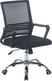 BF2110-W Πολυθρόνα Γραφείου Μέταλλο Χρώμιο, Mesh Μαύρο   1τμχ