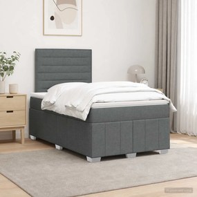 vidaXL Κρεβάτι box spring με στρώμα Σκούρο Γκρι 120 x 190 cm Ύφασμα