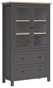 Βιτρίνα Boston BK102, San remo δρυς, Γκρι, Με πόρτες, Με συρτάρια, Ο αριθμός των θυρών: 2, Αριθμός συρταριών: 2, 180x106x47cm, 85 kg | Epipla1.gr