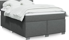 vidaXL Κρεβάτι Boxspring με Στρώμα Σκούρο Γκρι 140x190 εκ. Υφασμάτινο