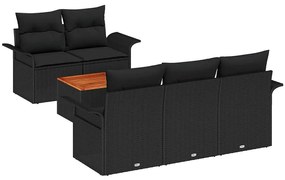 vidaXL Σετ Καναπέ Κήπου με μαξιλάρι 6 pcs Μαύρο 55 x 55 x 37 εκ
