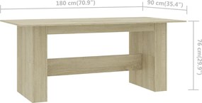 vidaXL Τραπεζαρία Sonoma Δρυς 180 x 90 x 76 εκ. από Επεξ. Ξύλο