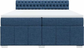 vidaXL Κρεβάτι Boxspring με Στρώμα Μπλε 200x200 εκ. Υφασμάτινο