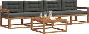 vidaXL Σειρά Καναπέ Εξωτερικού με μαξιλάρι 5 pcs Φυσικό και Ανθρακί