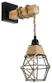 Φωτιστικό Τοίχου - Απλίκα Bellariva 01961 Boho 1xE27 IP20 10x30x43cm Black-Beige GloboStar