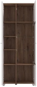 Βιτρίνα Burgundy 2K VS1 200 Λευκό - Flagstaff Oak -Λευκό Γυαλιστερό 78,5x40x197 εκ. 78.5x40x197 εκ.