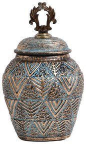 Βάζο 818685 373-121-635 18x12x28cm Turquoise-Gold Ceramic
