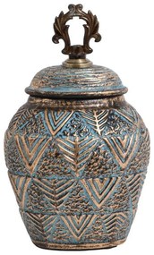 Βάζο 818685 373-121-635 18x12x28cm Turquoise-Gold Κεραμικό