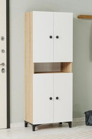 Ντουλάπι παπουτσιών από λευκή δρυς με ράφι και συρτάρι 64x35x172 cm