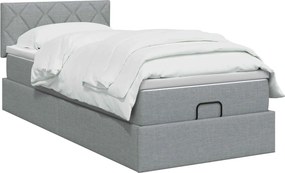 vidaXL Κρεβάτι Ottoman με στρώμα Ανοιχτό γκρι 90 x 190 cm Ύφασμα