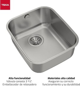 Νεροχύτη με Ένα Κύπελλο Teka Ασημί