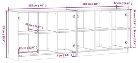 Βιβλιοθήκη με Πόρτες Καφέ Δρυς 204x37x75 εκ. Επεξ. Ξύλο - Καφέ