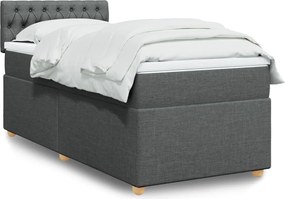 vidaXL Κρεβάτι Boxspring με Στρώμα Σκούρο Γκρι 90x200 εκ. Υφασμάτινο