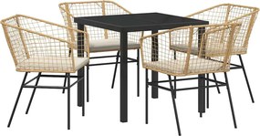 vidaXL Σέτ φαγητού για κήπο 5 pcs Καφέ συνθετικό ρατάν