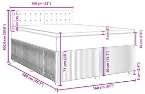 Κρεβάτι Boxspring με Στρώμα Μπλε 160x200 εκ. Βελούδινο - Μπλε